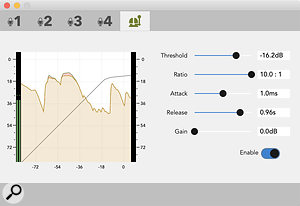 The compressor GUI in the Companion app, showing more information than visible on the hardware's screen.