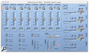 Saffire Control Pro software. Here you can set up custom monitoring options, set the clock source and sample rate, and configure the hardware volume control.