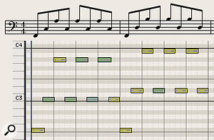 Diagram 7: The static block chords are replaced by mobile eighth-note cello arpeggios which impart rhythmic momentum while defining the harmony — a  classic orchestration device which would repay study by newbie composers!