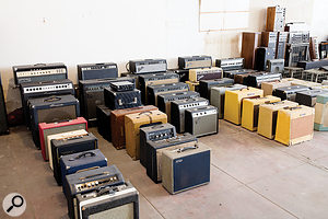 Woodrow Jackson’s incredible gear collection includes this selection of guitar amplifiers.