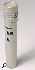 The Shure KSM137 fixed-cardioid capacitor microphone.