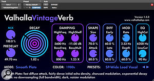 Valhalla’s Vintage Verb was used during tracking for the cue mix and as the main reverb for the vocals.