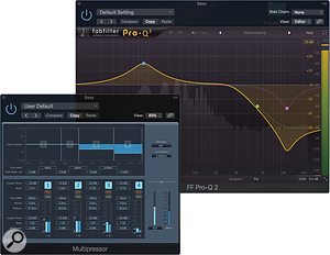 Alan had solved his finger-squeak issues, but a little fretting noise remained. This was tackled with a combination of multiband compression and EQ (mostly subtractive high-frequency).