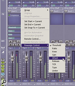 Click on a plug-in to display four assignable, adjustable, automatable parameters. The on-screen controls can be reassigned to other parameters as needed.