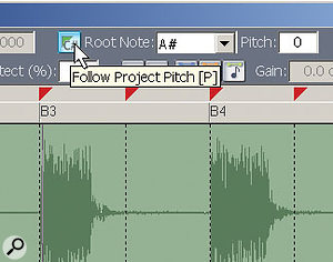 Here's the way to make a loop follow any key changes in the Project, as set by the Project pitch value.