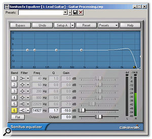 In this patch, the EQ is set up as a high-cut filter to reduce potential harshness caused by distorting high frequencies.