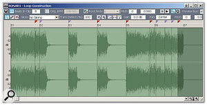 Note the three slice markers added just before each chord's final decay. These help create a more realistic sound when you slow down the tempo.