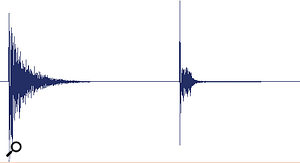 The snare on the left is unprocessed; the one on the right has been tightened with TS64.