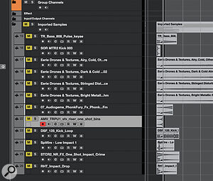 The SOSFA sample collection provided plenty of options for my risers, hits, kick and texture needs, all of which were imported into my Cubase project prior to use.