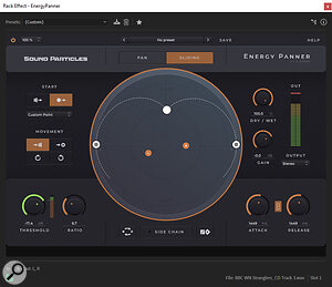 Sliding mode, moving from centre line to speakers and continuing beyond in continually developing (but unmarked) circular paths.