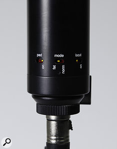 The pad, high-pass and voicing switches are all located at the bottom of the mic’s body.