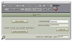 Above: The first stage in any remote recording session is to log in.