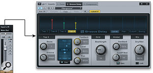 Picture 3: The Groove Delay provides different delay times, panning and, importantly, filtering, to each of three taps.