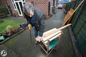 A monitor and screen platform was fashioned out of some leftover pieces of wood and MDF.