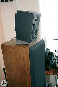 It's important that your speakers are correctly angled (whether downwards, in this case, or upwards if placed on a low surface) to tilt towards your ears at the listening position.