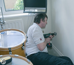 Running wiring between the two rooms to allow control of the system from both recording area and the mix position was a simple matter of drilling through two pieces of plasterboard and putting a length of plastic drainpipe in. Cosmetic repairs to such works are easy to do when it's time to move on.