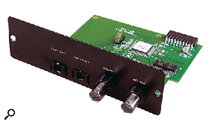 The optional ADAT interface card provides two ADAT outputs. At normal sample rates, these both carry all eight channels, while at doubled sample rates each port carries four channels.