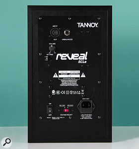 The rear panel of the Reveal 601A, which includes HF EQ options to suit the room and the user.