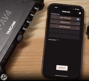 As with the FR‑AV2, remote control is possible — in fact you can control multiple Tascam recorders of different models from the app — but this requires the purchase of an optional Bluetooth adaptor.