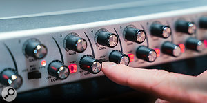 As well as protective fast-acting one-knob compression, each channel has a  front-panel phantom-power switch.