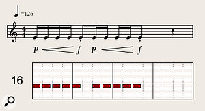 Applying short crescendos to repeated, fast staccato trumpet notes is a  great dramatic device.