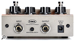 T-Rex Fuzztopia rear panel. T-Rex Fuzztopia rear panel.