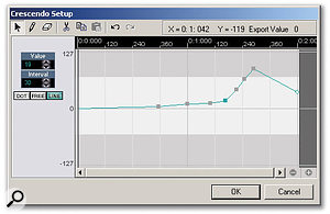 Further customisation of expression effects, such as crescendo curves, is available.