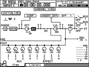 This main Channel View screen allows you to see at a glance how all the processing is routed for each channel. 