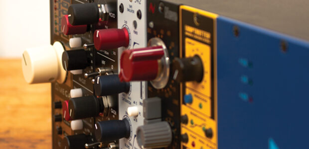 Various 500-series modules in API rack.