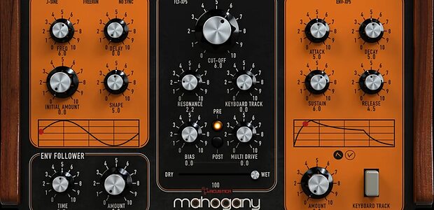 Acustica Mahogany Moog-style vintage analogue synth low-pass filter plug-in