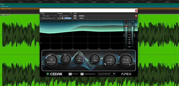 CEDAR Audio APEX adaptive spectral limiter plug-in