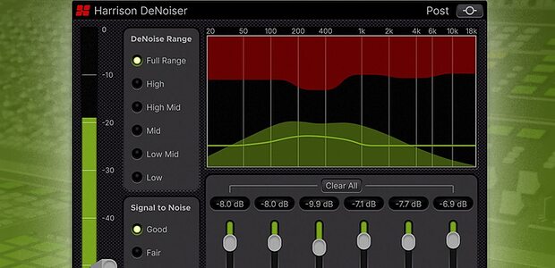 Harrison DeNoiser music post-production broadcast vocal dialogue clean-up plug-in