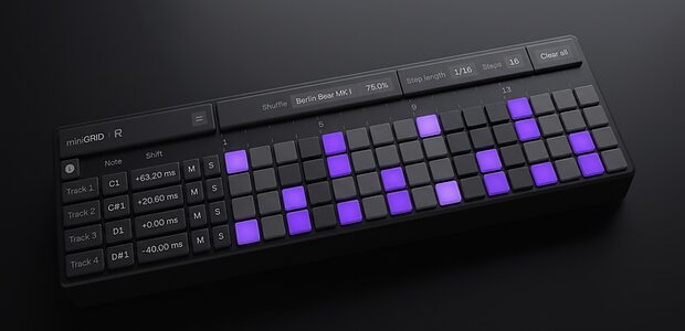 Rapid Flow miniGRID MIDI software sequencer swing timing adjustments