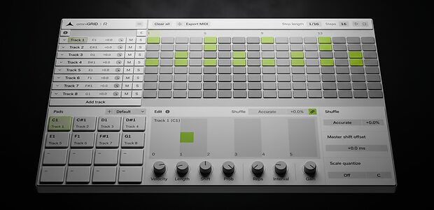 Rapid Flow omniGRID MIDI sequencer microtiming shuffle plug-in