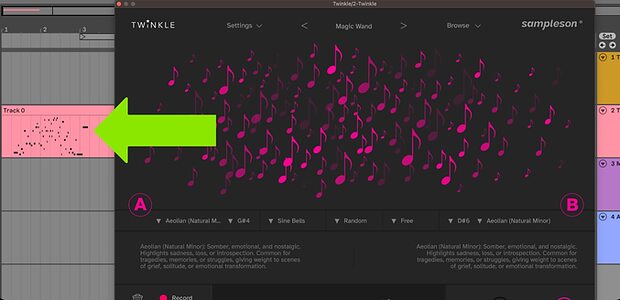 Sampleson Twinkle generative melody musical phrase plug-in virtual instrument