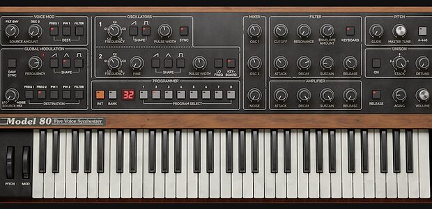 Softube Model 80 Five Voice Synthesizer Sequential Prophet-5 emulation recreation virtual software instrument softsynthplug-in