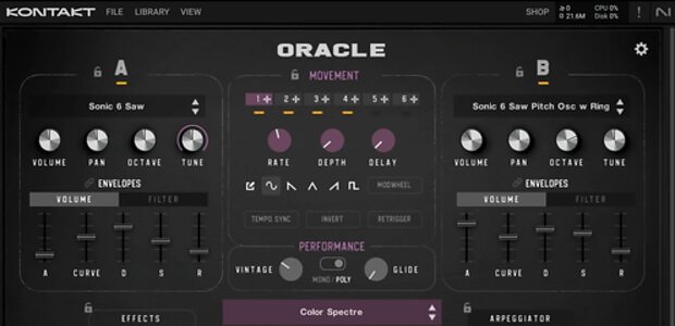 Teletone Audio Oracle classic analogue monosynth recreated polyphonic Kontakt instrument