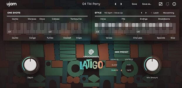 UJAM Groovemate Latigo Latin phrase-based percussion sample library virtual instrument