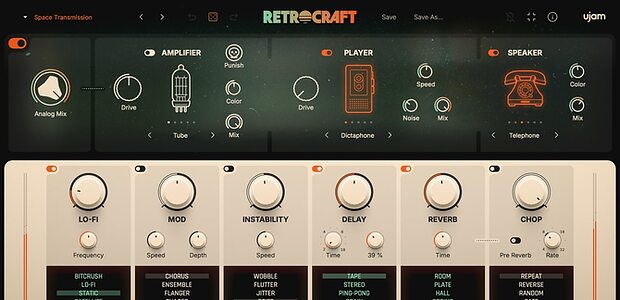 UJAM Retrocraft vintage lo-fi analogue saturation plug-in effect