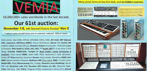 VEMIA vintage synthesizer pro audio gear Auction November 2025
