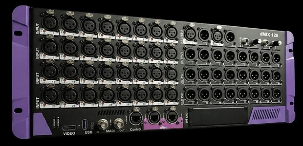 Violet Audio dMix 128 digital routing matrix mixer AES67 Dante MADI