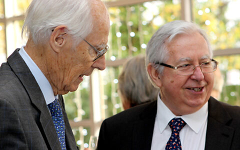 Eddie Veale (right) with Sir George Martin