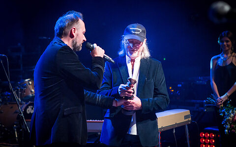 Roger Glover of Deep Purple receives his Man With The Golden Ear award at SoundEdit 2015 Roger Glover