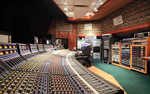 The Studio A control room features a unique Focusrite console. 