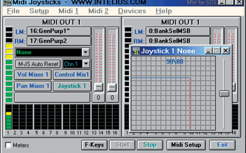 MIDIJoys can convert a game joystick, mouse, trackball or trackpad into a dual-axis MIDI controller. MIDIJoys can convert a game joystick, mouse, trackball or trackpad into a dual-axis MIDI controller.