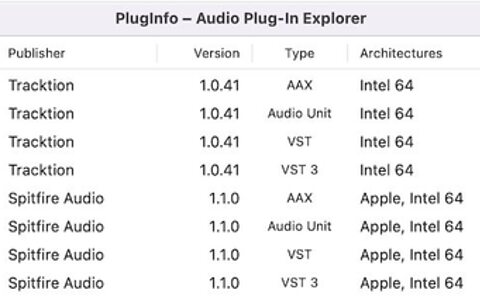 PlugInfo Audio Plug-In Explorer manager apple silicon compatibility