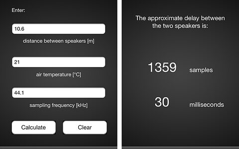 Sample Delay Calculator app from 3g Sounds