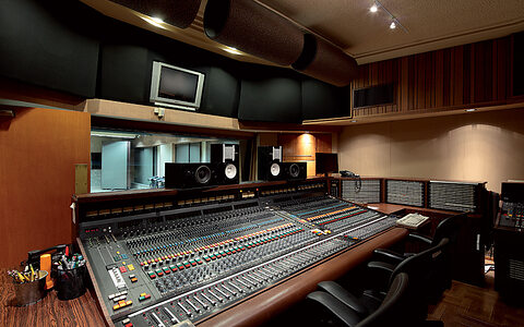The control room in Sunset Sound Studio 1, with its custom API/Di Medio desk.