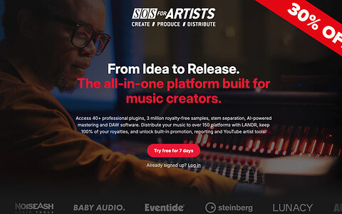 SOSFA Offer Header audio recording mixing production mastering distribution subscription bundle