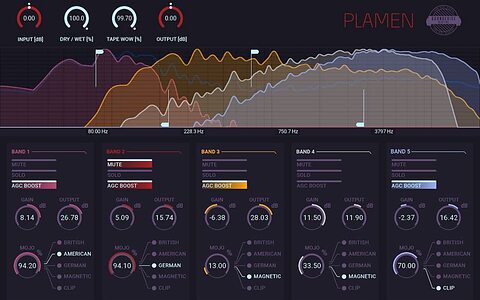 Soundevices Digital Plamen multi-band saturation plug-in analogue tape emulation